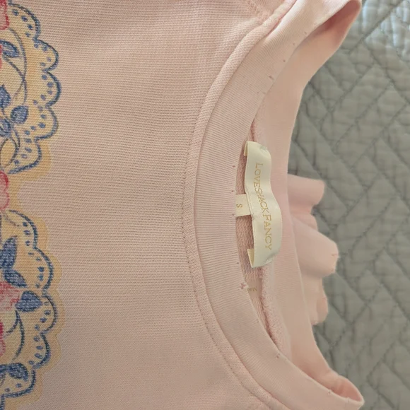 LoveShackFancy Pastel Pink Heart/Bow Sweatshirt Size XS (0221) - Picture 8 of 10